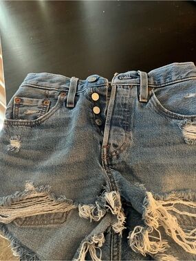Women’s Distressed Light Blue Denim Jean Shorts